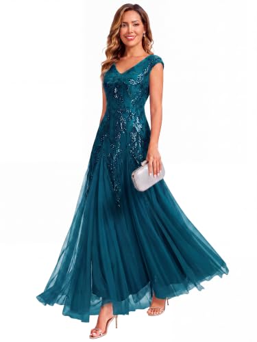 Ever-Pretty Women's Maxi Formal Gowns Sequin Mother of the Bride Dresses