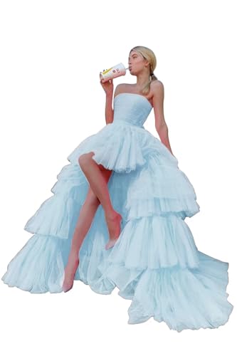 WDBFY High Low Tulle Prom Evening Dress for Women B-Baby Blue-8