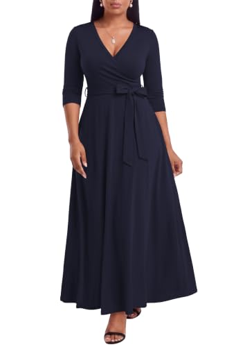 FANDEE Plus Size Navy Maxi Dress Fall Business Casual