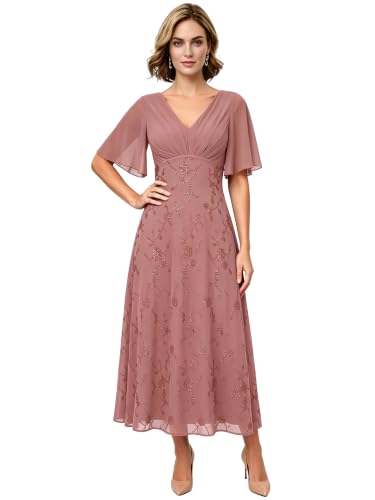 Chiffon Mother of the Bride Dresses Sequin Formal Pretty Garden Dresses