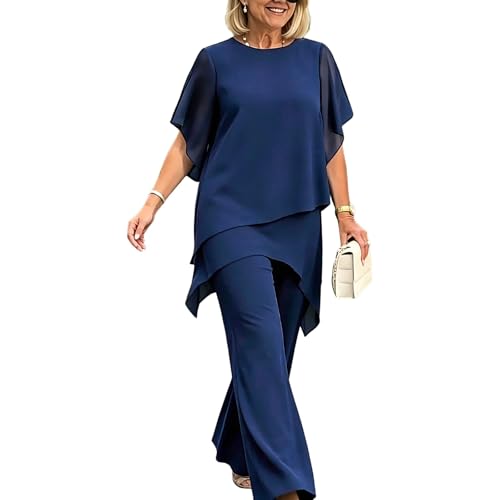 XNC 2 Piece Sets for Women Chiffon Pant Suit Mother of the Bride Pant Suits