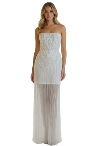 Strapless Sequin Wedding Dress for Bridal Beaded Wedding Dresses 2026 Sequin Formal Cocktail Party Gowns Ivory-Long 8