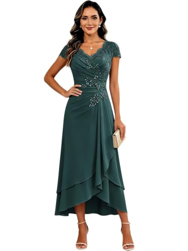 Long Mother of Bride Dress Peacock for Women Chiffon Plus Size US16