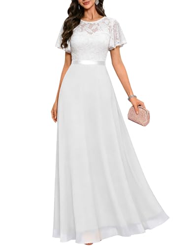 Mother Bride Formal Dress, Long Wedding Guest Evening Gown White 3XL