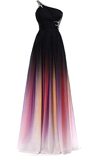 Dydsz Women's One Shoulder Ombre Evening Dresses for Weddings Long Prom Party Gown 224 One-Color 10