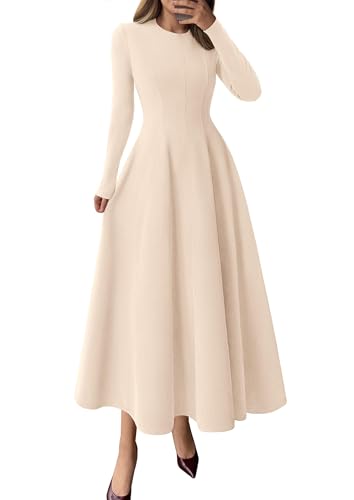 PRETTYGARDEN Women's Fall Long Sleeve A Line Midi Elegant Cocktail Dress
