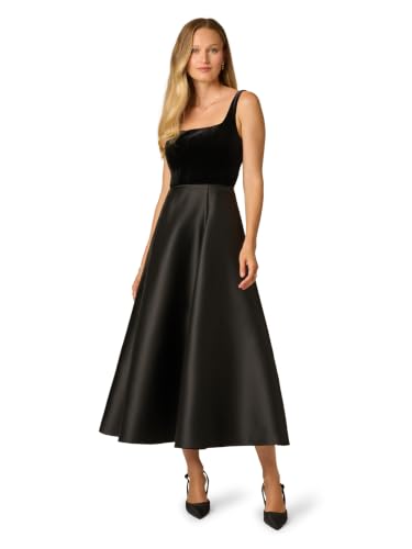 Adrianna Papell Women's Sleeveless Mid-Length Party Dress with V-Back, Black, 16