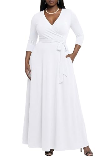 AOMONI Plus Size Maxi White Dress White Graduation Womens Maxi Dress Summer