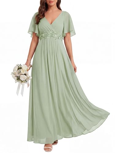 Ever-Pretty Womens V Neck Applique Mother of the Bride Dresses Formal Dress