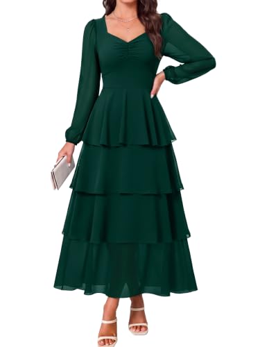 BerryGo Womens Long Sleeve Chiffon Fall Formal Wedding Guest Maxi Dress
