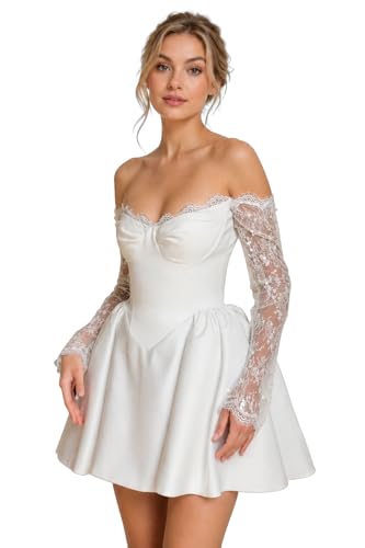Short Wedding Dresses for Women Strapless Bridal Gown Mini Puffy Wedding Reception Gowns Ivory-J 6