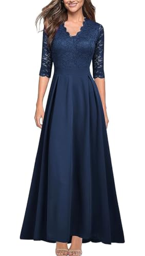 REPHYLLIS Formal Dresses for Women Bridesmaid Wedding Lace Long Dress XXL Darkblue