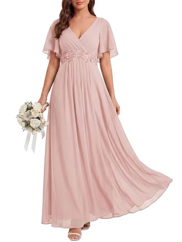 Ever-Pretty Womens V Neck Applique Mother of the Bride Dresses Formal Dress