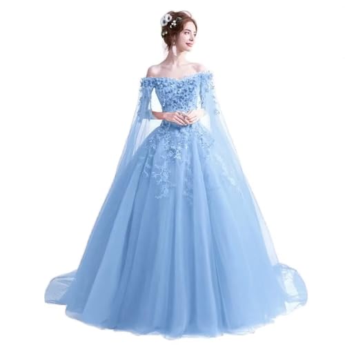 LEJY Women's Off Shoulder Quinceanera Dresses Masquerade Ball Gowns Sweet 16 Prom Dresses Baby Blue 6