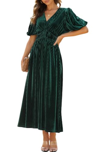 Sissyaki Velvet Maxi Dress Fall Formal Wedding Guest Dress Emerald Green L