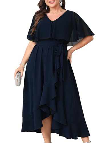 CICIDUDU Women Plus Size Long Formal Dress Navy Blue