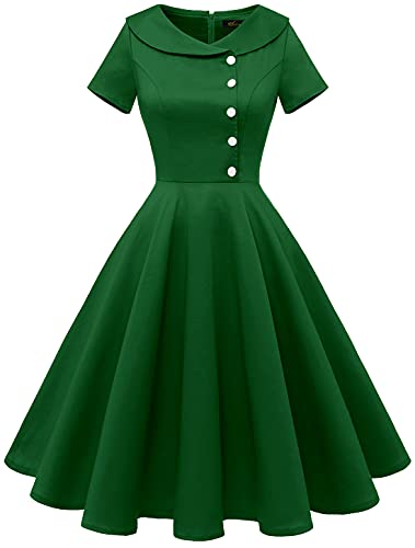 Wedtrend Women's 1950s Vintage Audrey Hepburn Style Cocktail Swing Dresses WTP20007ArmyGreenL