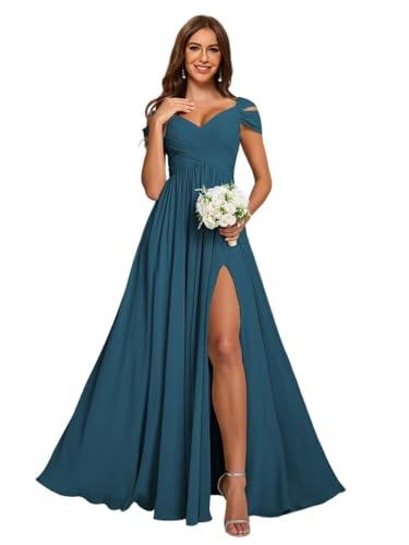 Tianzhihe Long Peacock Off Shoulder Pleated Pockets Bridesmaid Dresses 2026