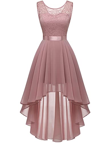 Women Elegant High Low Chiffon Dress Semi Formal Cocktail Wedding Blush XL