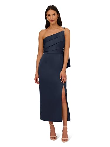 Adrianna Papell Women's Satin Crepe Dress, Dark Navy, 14
