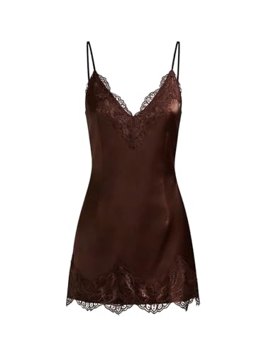 SweatyRocks Women's Satin Lace Mini Dress Elegant Party Date Night Dresses
