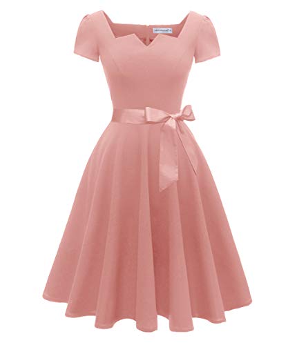 Girstunm 1950s Classic Cocktail Party Swing Dress Blush XL