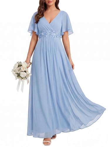 Ever-Pretty Womens V Neck Applique Mother of the Bride Dresses Formal Dress