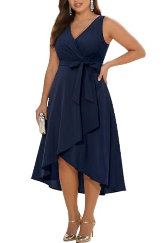 Pinup Fashion Plus Size Navy Blue Wedding Guest Cocktail Semi Formal Dress