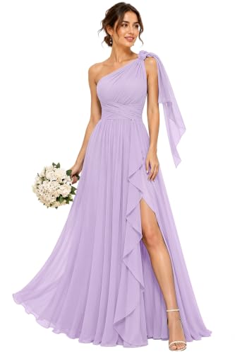 Bridesmaid Dress for Women One Shoulder Formal Dress Lavender US16