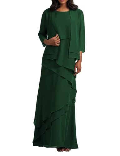 Chiffon Mother of the Groom Dress with Jacket 2 Piece Wedding Guest Dress