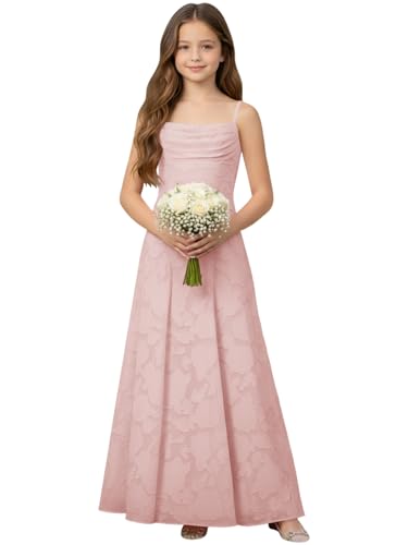 WDCVGTR A-Line Junior Bridesmaid Dress Blush Pink Wedding Size 16
