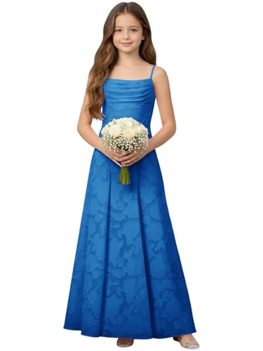 WDCVGTR Cowl Neck Flower Girl Dress Royal Blue Wedding Size 6