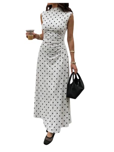 GORGLITTER Women's High Neck Wedding Guest Dress Ruched Formal Maxi Dresses