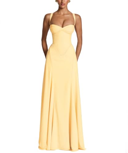 Women's Spaghetti Straps Bridesmaid Maxi Dress A Line Formal Dresses