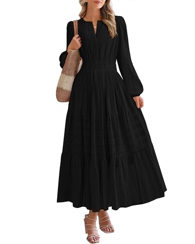 BTFBM Womens Fall 2026 Casual Midi Maxi Dresses,M,Black