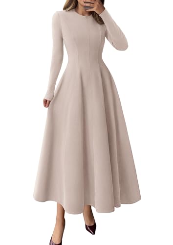 PRETTYGARDEN Women's Fall Long Sleeve A Line Midi Elegant Cocktail Dress