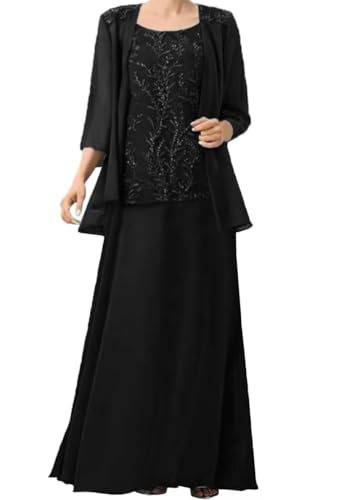 Plus Size Mother of the Bride Dress with Jackets Grandmother of Bride Dresses for Wedding Guests Formal Evening Gown Black