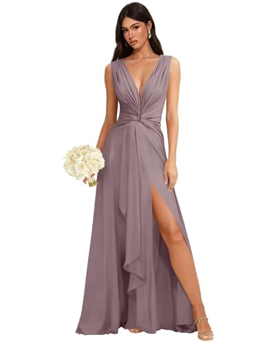 Tianzhihe Plus Size Chiffon Bridesmaid Dress for Women 2026 Wisteria Dress
