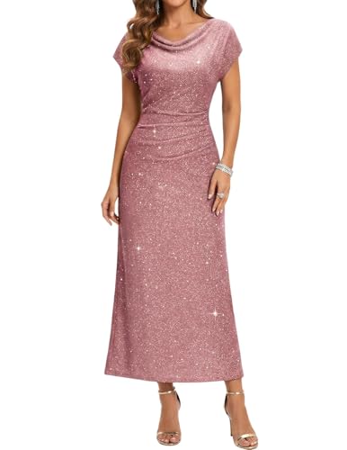 Sequin Cocktail Party Dresses for Women Formal Wedding Guest DustyRose L