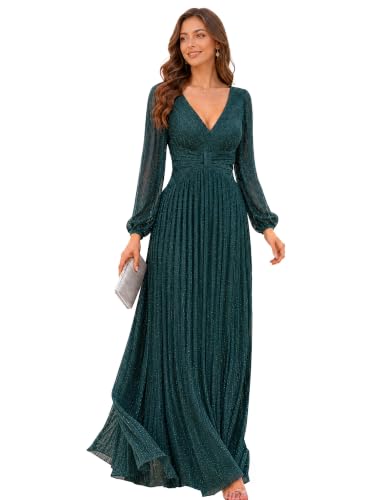 Ever-Pretty Women's Fall Long Sleeves Formal Dresses Glitter Evening Gowns