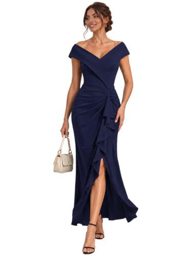 Ever-Pretty Women's Cap Sleeve Crepe Semi Formal Wedding Guest Dress