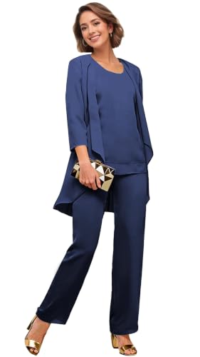 Navy Blue Formal Pant Suits for Women Dressy Elegant Cocktail Pantsuit US22