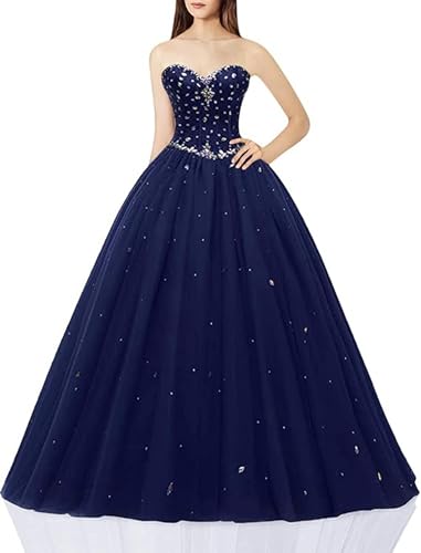 Likedpage Women's Sweetheart Ball Gown Tulle Quinceanera Dresses Prom Dress (US20W, Navy) … …