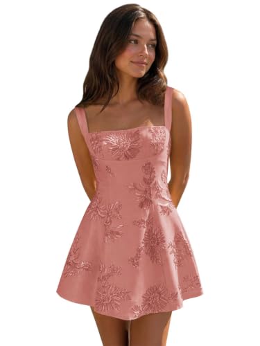 Vpkrtf Women's Spaghetti Straps Short Dusty Rose Homecoming Dresses 2026 Floral Embroidery Mini Puffy A-Line Prom Evening Cocktail HOCO Dress Size 0
