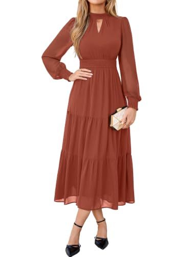 BerryGo Womens Semi Formal Wedding Guest Dress Fall Long Sleeve Maxi Dress