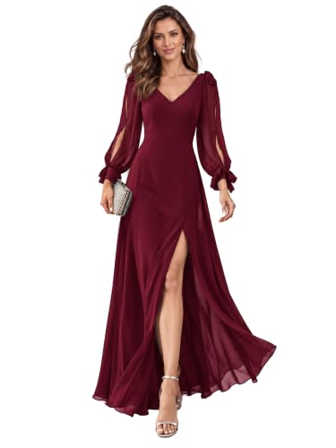 Ever-Pretty Women's Fall Winter Long Sleeves Formal Dresses Bridemaid Dress