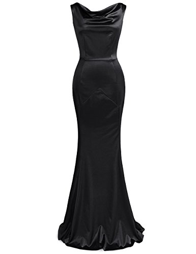 MUXXN Women's Sleeveless Floor Length Sheath Formal Vintage Cocktail Evening Long Maxi Dress Black L