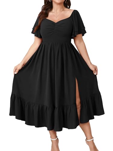SCOMCHIC Womens Plus Size Wedding Guest Cocktail Dresses Black