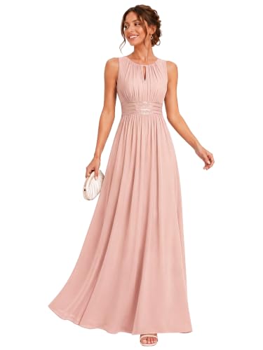 Ever-Pretty Women's Sleeveless Bridesmaid Dress Chiffon Formal Dresses Pink