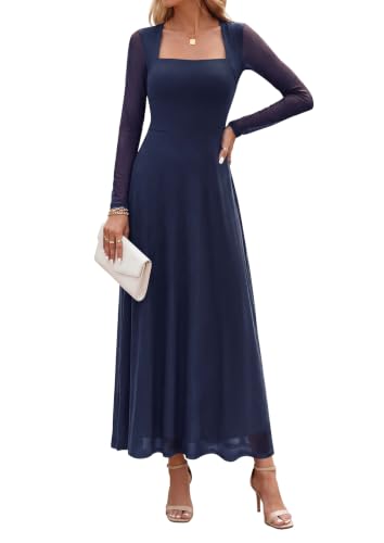 PRETTYGARDEN Women's Flowy Maxi Mesh Fall Cocktail Wedding Guest Dresses